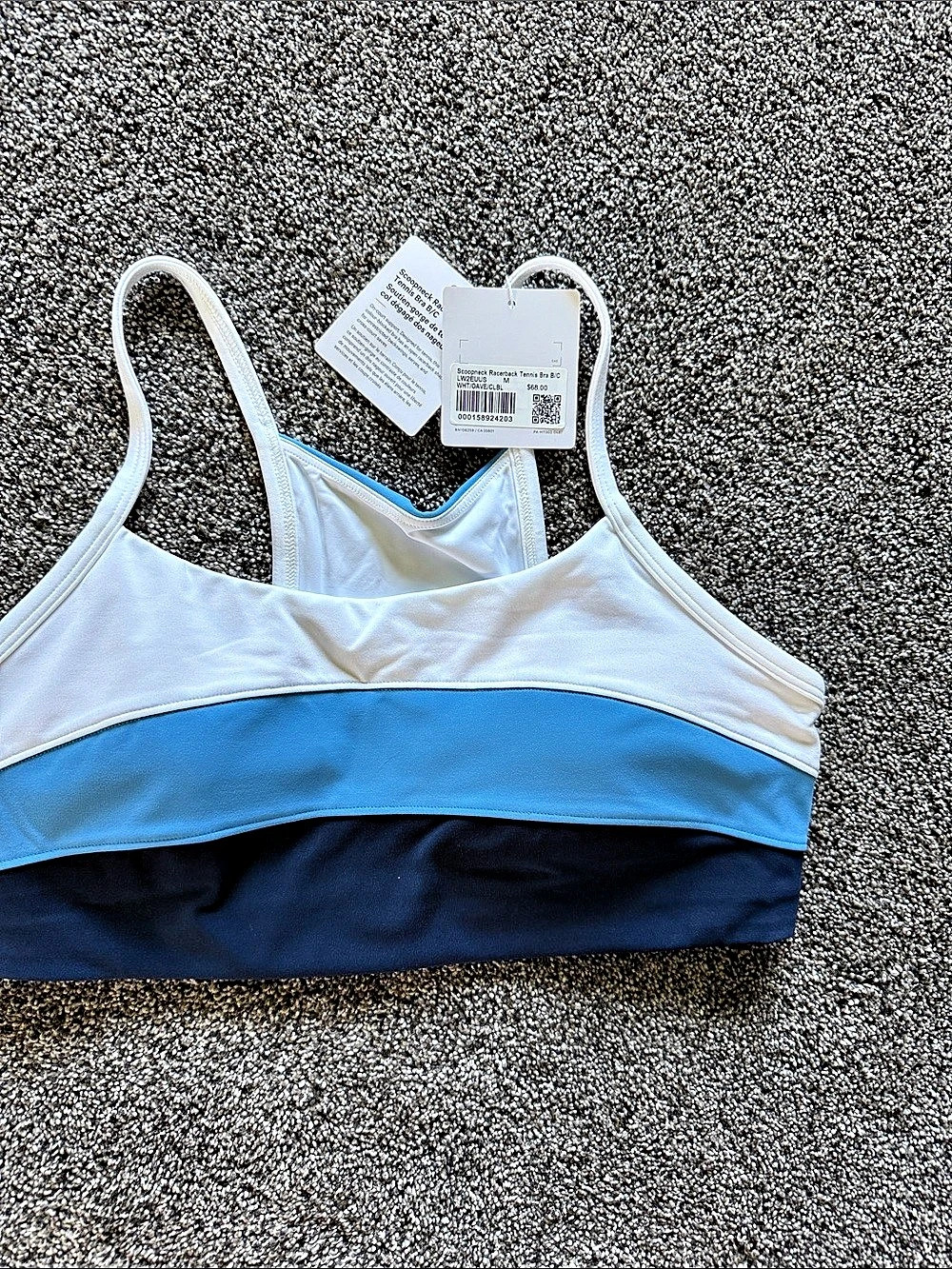 Lululemon Scenic Route Backbend Tennis Bra Color Block Blue & White Size Medium